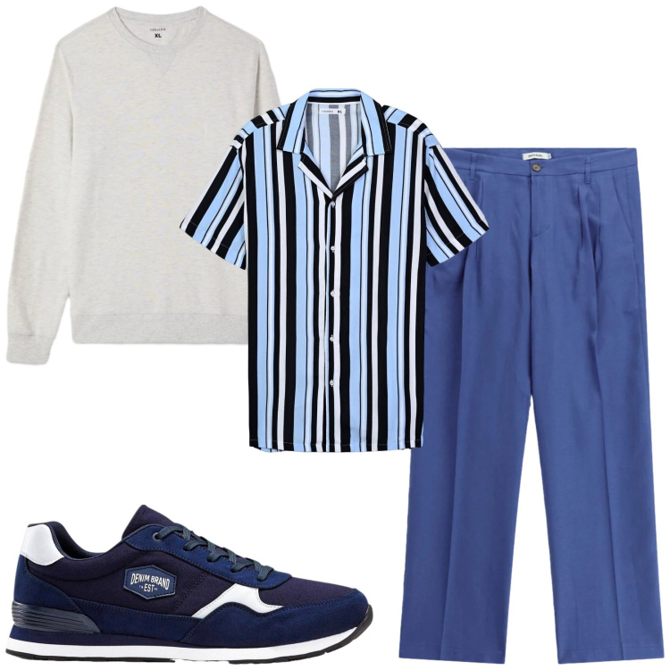 Outfit uomo - Total look #2471715. Stile Trendy per Tutti i giorni. Abbinamento con sneakers, pantaloni, camicie a manica corta, felpe.