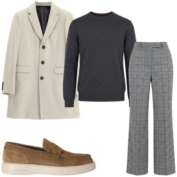 Outfit uomo - Total look #2471716. Stile Business/Elegante per Ufficio. Abbinamento con scarpe stringate, maglieria, cappotti, pantaloni.
