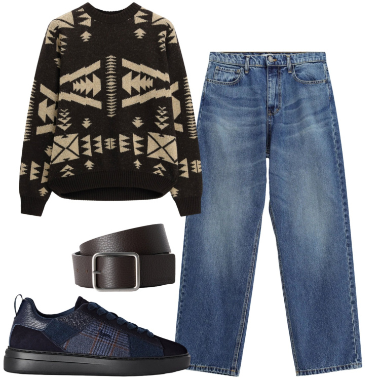 Outfit uomo - Imperial. Stile Casual per Tutti i giorni. Abbinamento con sneakers, cinture, jeans, maglieria.