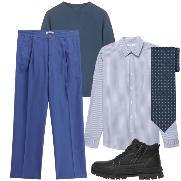 Outfit uomo - Paolino. Stile Casual per Ufficio. Abbinamento con pantaloni, maglieria, cravatte, camicie, stivali e stivaletti.