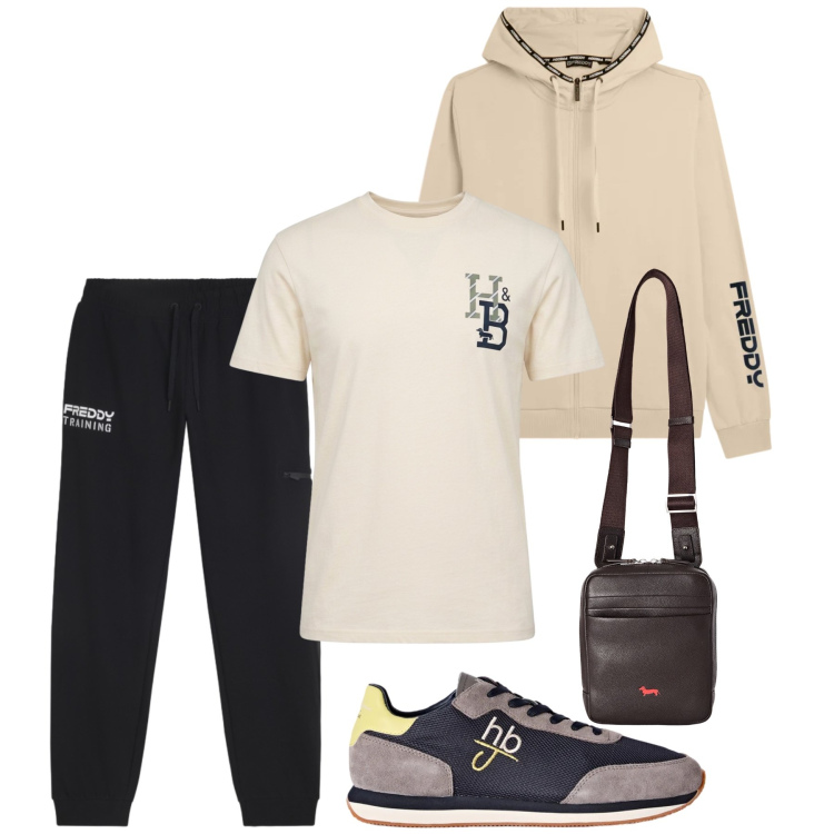 Outfit uomo - Claudio. Stile Casual per Sport. Abbinamento con sneakers, t-shirt, borse sportive, felpe con cappuccio, pantaloni sportivi.