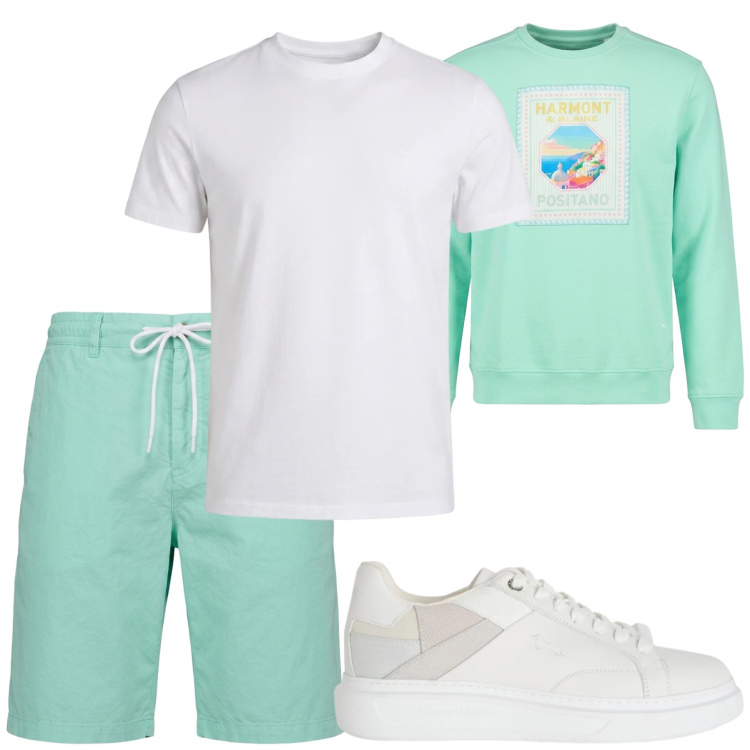 Outfit uomo - In palestra. Stile Casual per Sport. Abbinamento con sneakers, felpe, t-shirt, pantaloncini sportivi.
