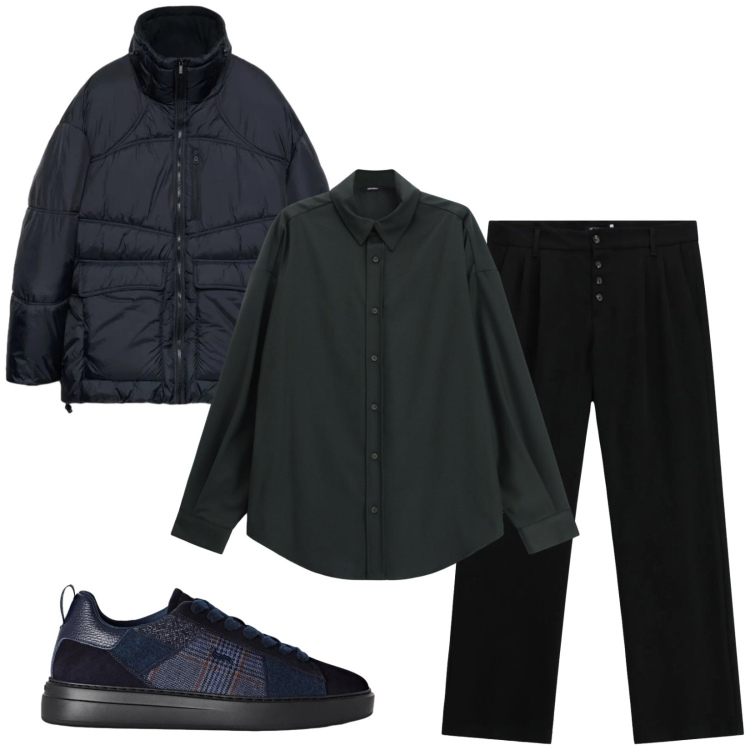 Outfit uomo - Total look #2471772. Stile Urban per Ufficio. Abbinamento con sneakers, camicie, pantaloni, giacche.