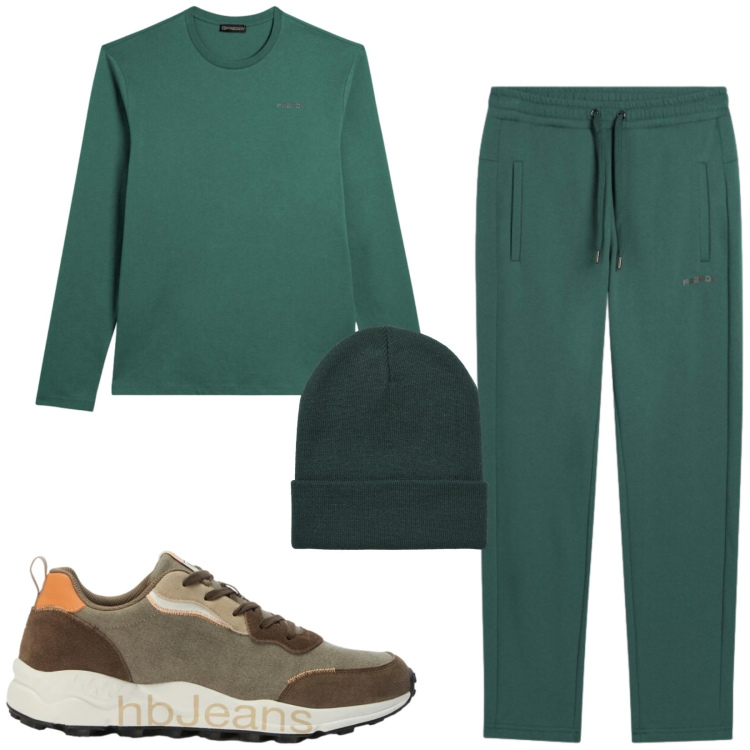 Outfit uomo - Total look #2471775. Stile Urban per Sport. Abbinamento con sneakers, t-shirt, pantaloni, berretti.