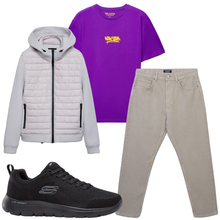 Outfit uomo - Total look #2471792. Stile Casual per Tutti i giorni. Abbinamento con sneakers, jeans, t-shirt, giacche.