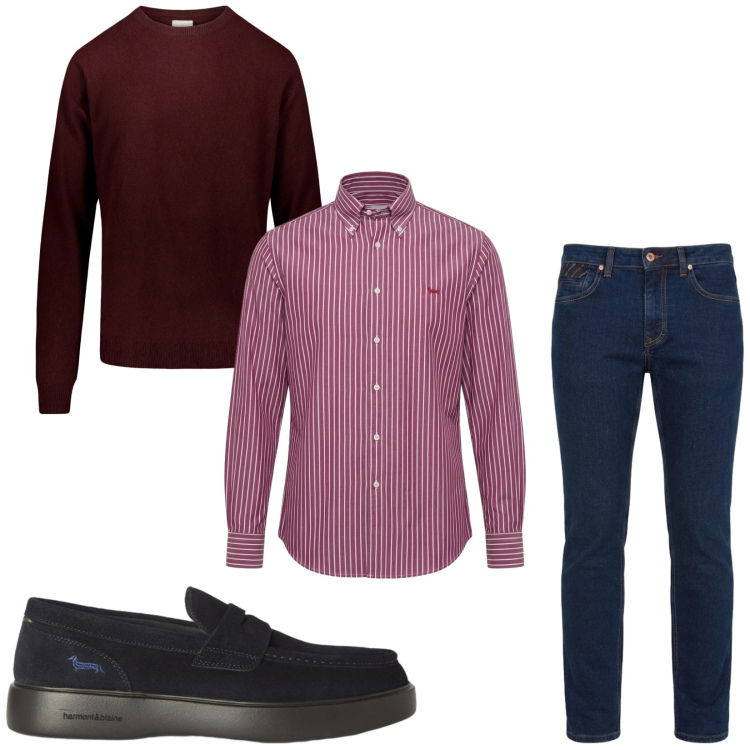 Outfit uomo - Total look #2471795. Stile Business/Elegante per Ufficio. Abbinamento con scarpe stringate, jeans, camicie, maglieria.