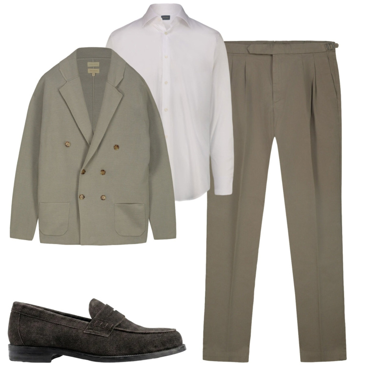 Outfit uomo - In ufficio. Stile Business/Elegante per Ufficio. Abbinamento con pantaloni, cardigans, scarpe stringate, camicie.