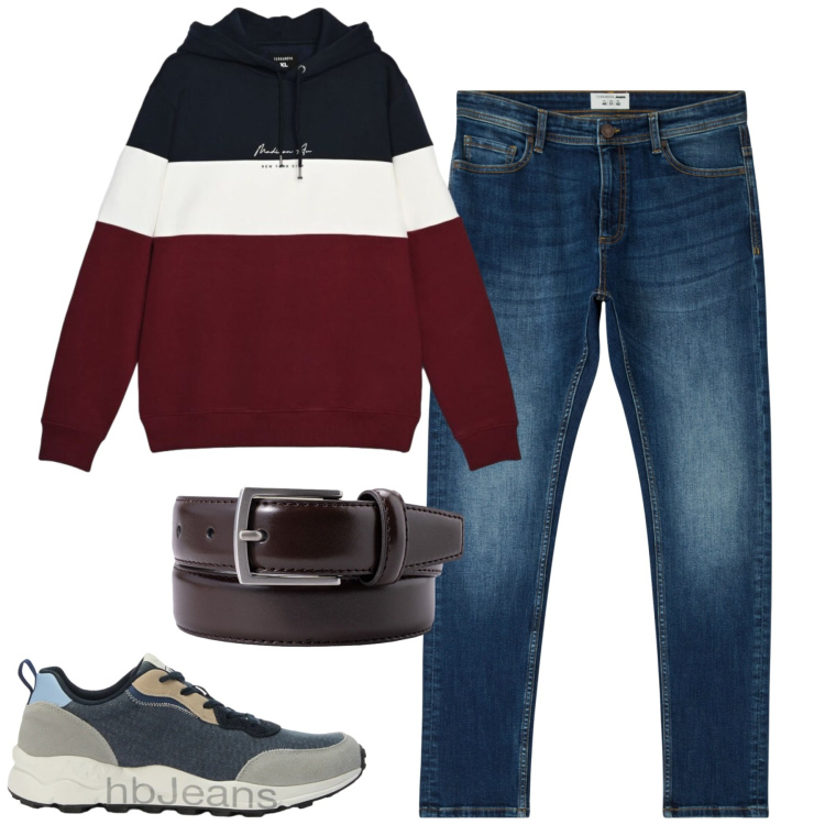 Outfit uomo - Settembre. Stile Casual per Tutti i giorni. Abbinamento con sneakers, cinture, jeans skinny, felpe con cappuccio.