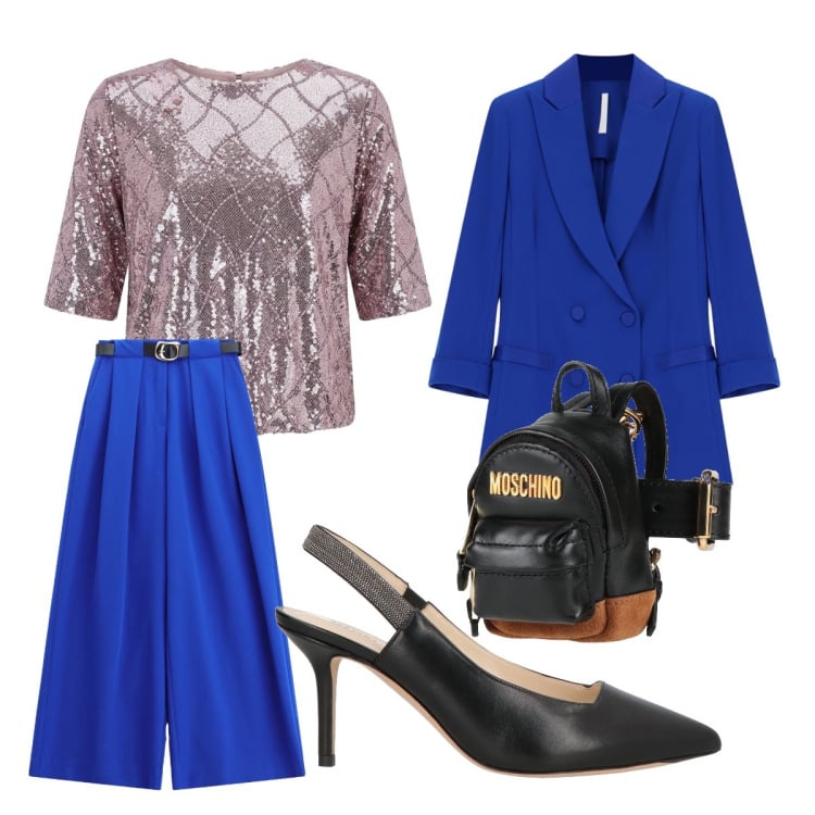 Outfit donna - Blusa chic. Stile Mannish per Cerimonia. Abbinamento con marsupi, décolleté, pantaloni a palazzo, blazer, bluse.