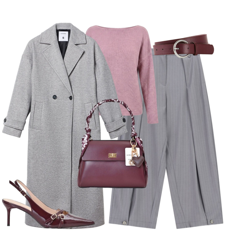 Outfit donna - Fall. Stile Urban per Tutti i giorni. Abbinamento con cinture, pantaloni a palazzo, cappotti, décolleté, maglieria, borse a mano.