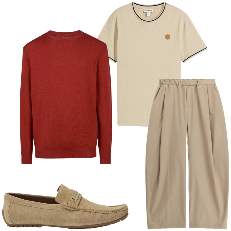 Outfit uomo - Total look #2471871. Stile Trendy per Tutti i giorni. Abbinamento con t-shirt, scarpe stringate, pantaloni, maglieria.