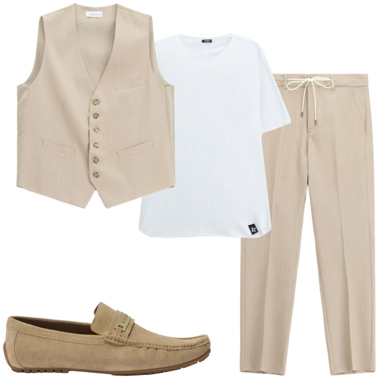 Outfit uomo - Total look #2471881. Stile Trendy per Serata speciale. Abbinamento con scarpe stringate, pantaloni, gilet, t-shirt.