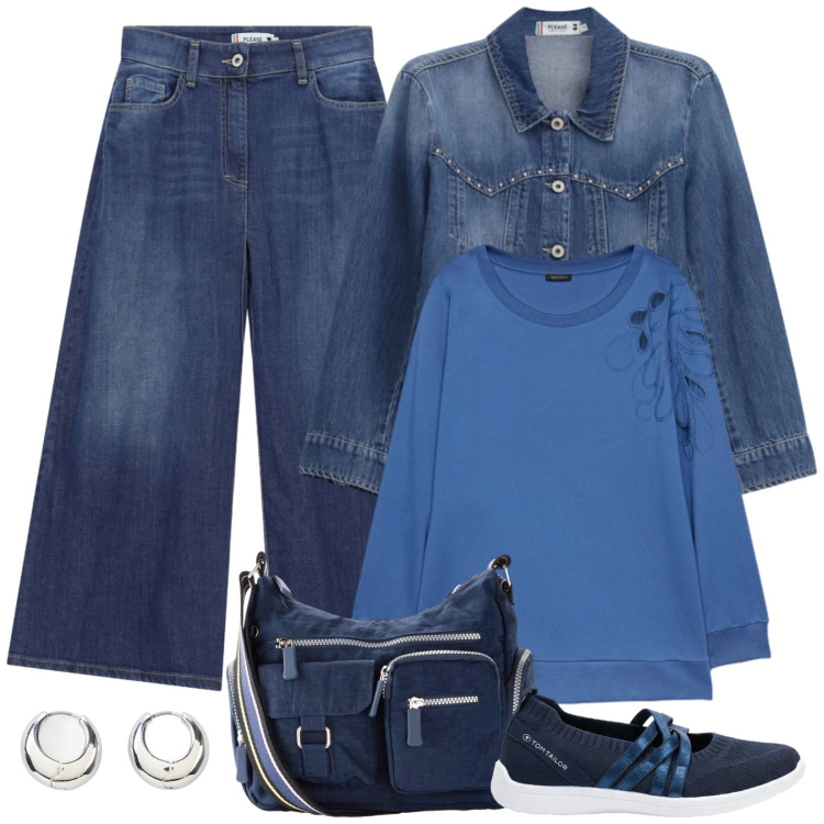 Outfit donna - Jeans per tutti i giorni. Stile Urban per Tutti i giorni. Abbinamento con sneakers, orecchini, borse a tracolla, blazer, gonne, felpe.