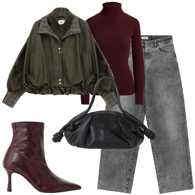 Outfit donna - Tartan & fall colours. Stile Casual chic per Tutti i giorni. Abbinamento con stivaletti, giacche, jeans, borse a mano, pullovers.