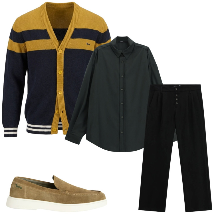 Outfit uomo - Total look #2471950. Stile Business/Elegante per Serata speciale. Abbinamento con cardigans, scarpe stringate, camicie, pantaloni.