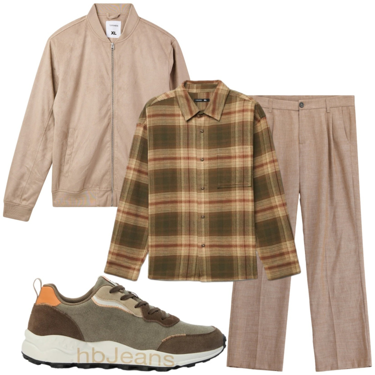 Outfit uomo - Total look #2471970. Stile Trendy per Tutti i giorni. Abbinamento con sneakers, pantaloni, bomber, camicie.