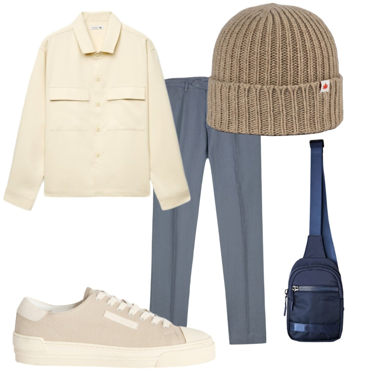Outfit uomo - Aperitivo di fine settembre. Stile Urban per Serata speciale. Abbinamento con sneakers, borse sportive, pantaloni, camicie, berretti.