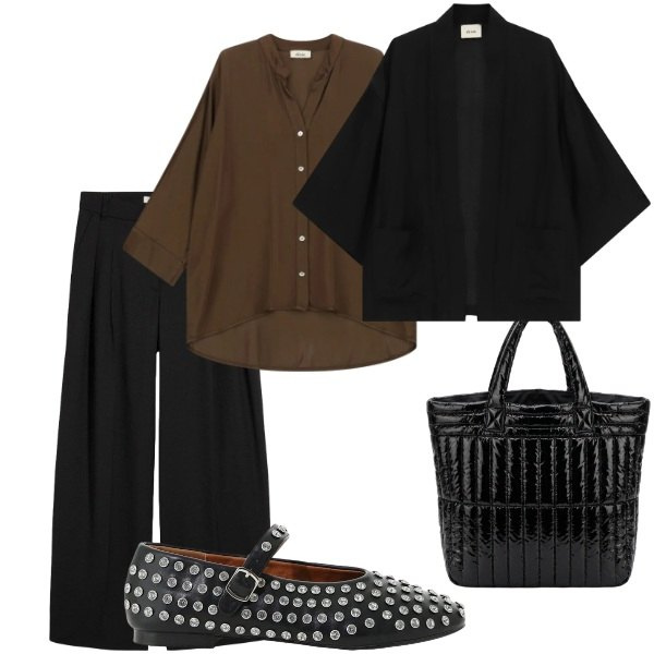 Outfit donna - Settembre. Stile Casual per Tutti i giorni. Abbinamento con pantaloni, camicie, blazer, ballerine, borse a mano.