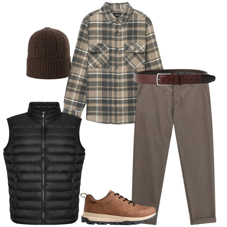 Outfit uomo - Total look #2472210. Stile Trendy per Tutti i giorni. Abbinamento con sneakers, pantaloni, cinture, camicie, piumini, berretti.