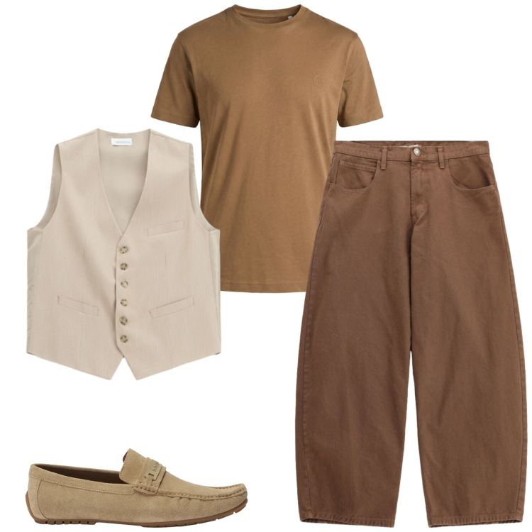 Outfit uomo - Total look #2472214. Stile Trendy per Serata speciale. Abbinamento con scarpe stringate, t-shirt, gilet, pantaloni.