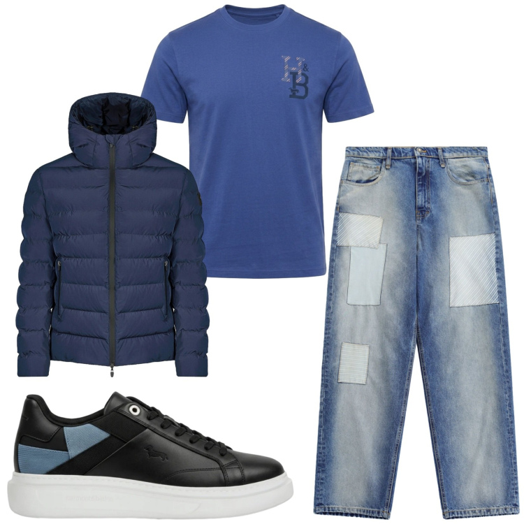 Outfit uomo - Total look #2472222. Stile Casual per Tutti i giorni. Abbinamento con t-shirt, sneakers, jeans, bomber.