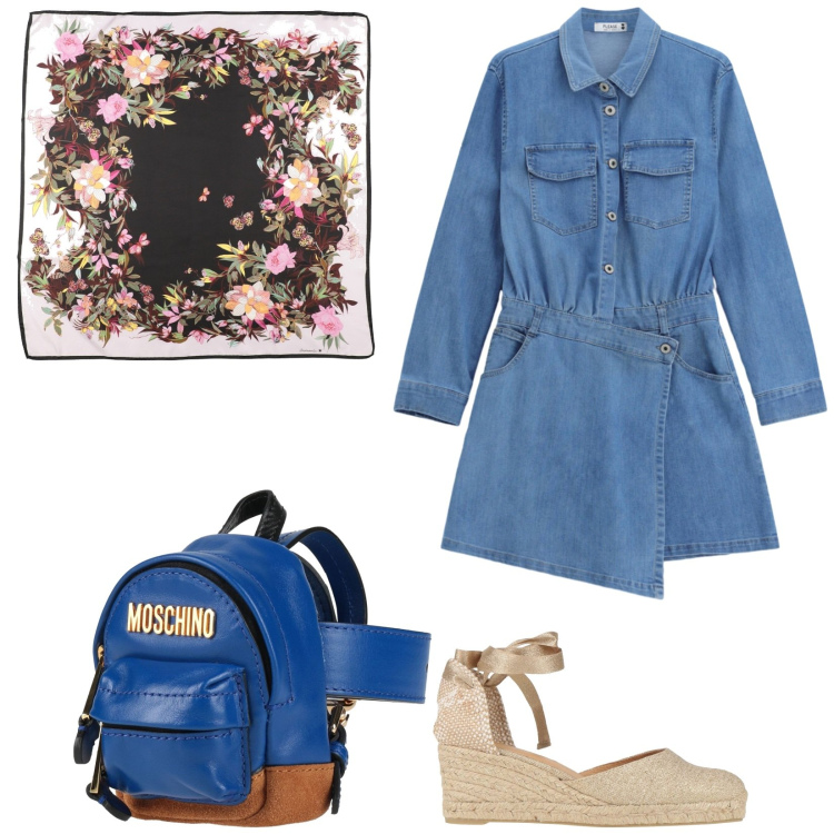 Outfit donna - Total look #2472223. Stile Casual per Tutti i giorni. Abbinamento con marsupi, sciarpe, espadrillas, vestiti asimmetrici.