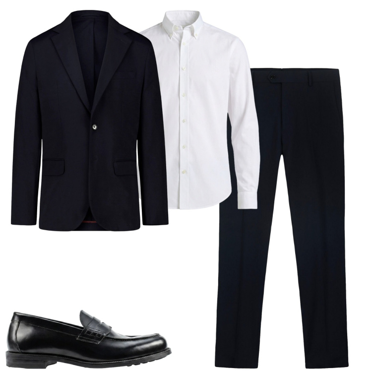 Outfit uomo - Chic. Stile Business/Elegante per Tutti i giorni. Abbinamento con camicie, pantaloni, scarpe stringate, giacche.