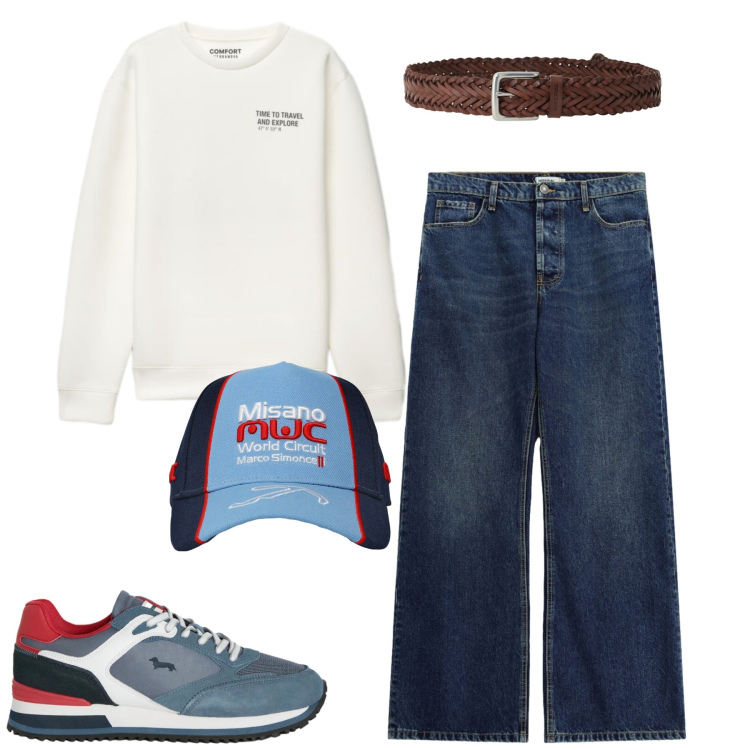 Outfit uomo - Settembre. Stile Casual per Tutti i giorni. Abbinamento con sneakers, jeans, cinture, cappelli, felpe.