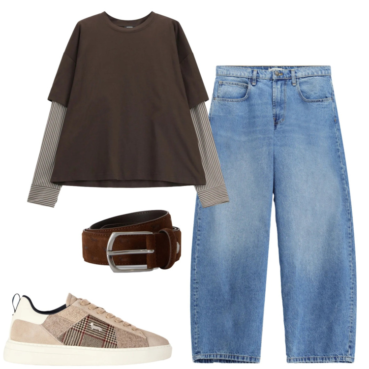 Outfit uomo - Settembre. Stile Casual per Tutti i giorni. Abbinamento con sneakers, cinture, jeans, t-shirt.