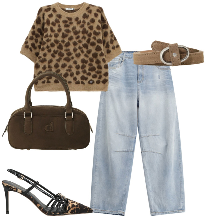 Outfit donna - Settembre. Stile Casual chic per Tutti i giorni. Abbinamento con décolleté, borse a mano, cinture, maglieria, jeans.