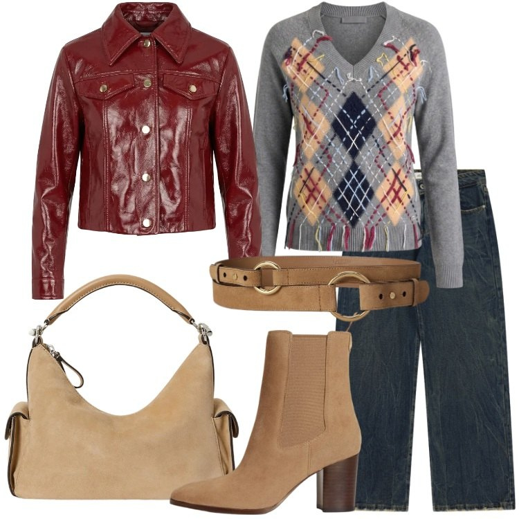 Outfit donna - Speciale accessori suede. Stile Urban per Scuola/Università. Abbinamento con giacche, maglieria, jeans, borse a spalla, cinture, stivaletti.