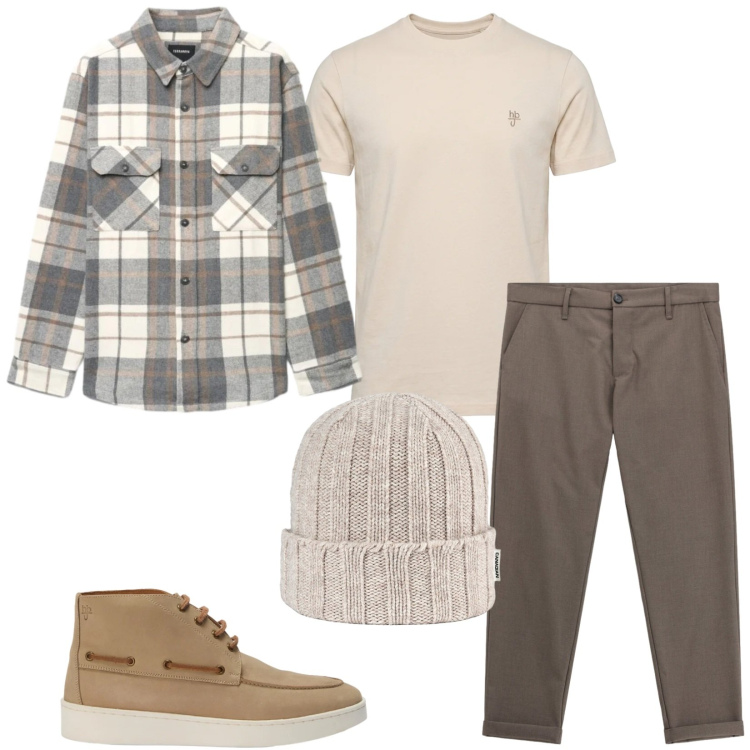 Outfit uomo - Total look #2472450. Stile Casual per Tutti i giorni. Abbinamento con t-shirt, stivali e stivaletti, pantaloni, cappelli, camicie.