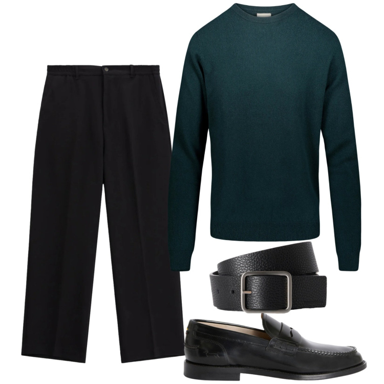 Outfit uomo - Total look #2472453. Stile Business/Elegante per Serata speciale. Abbinamento con cinture, scarpe stringate, pantaloni, maglieria.