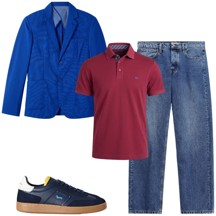 Outfit uomo - Total look #2472462. Stile Trendy per Ufficio. Abbinamento con sneakers, polo, jeans, giacche.