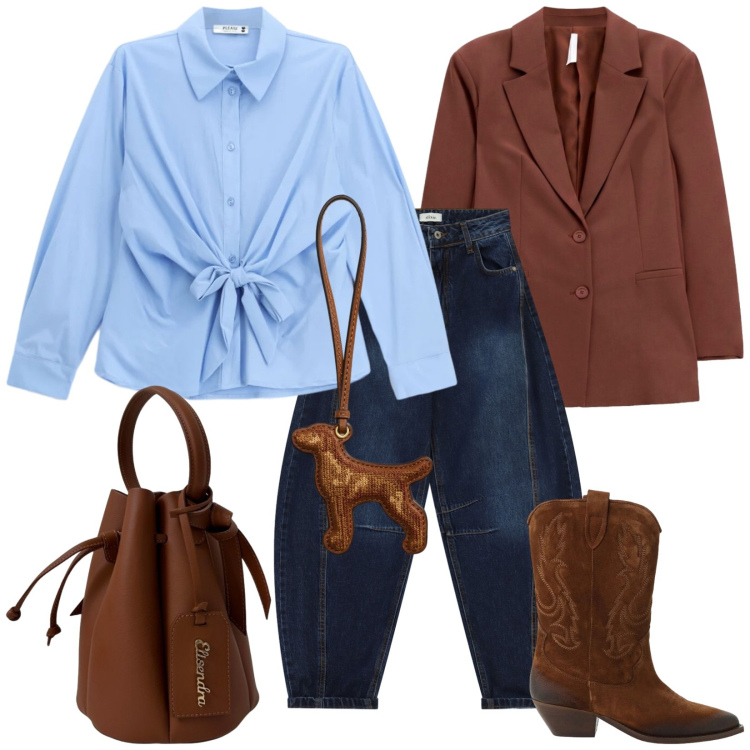 Outfit donna - I miei jeans per l\'autunno. Stile Trendy per Tutti i giorni. Abbinamento con blazer, stivaletti texani, jeans, camicie, borse a secchiello, ciondoli.