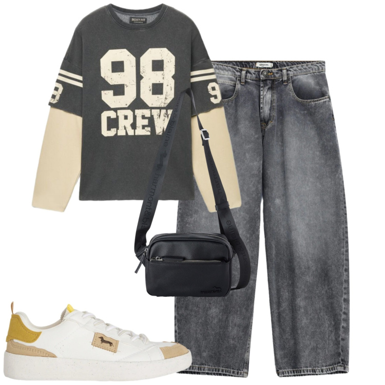 Outfit uomo - City. Stile Casual per Tutti i giorni. Abbinamento con borse sportive, sneakers, jeans, felpe.