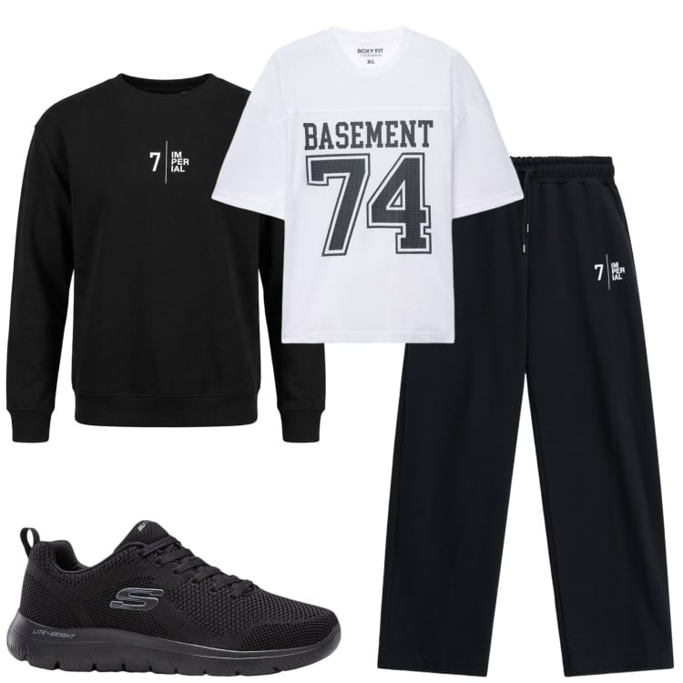 Outfit uomo - Imperial. Stile Casual per Tutti i giorni. Abbinamento con sneakers, felpe, pantaloni, t-shirt sportive.