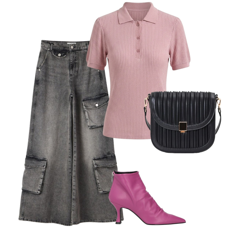 Outfit donna - Total look #2472507. Abbinamento con stivaletti, jeans, polo, borse a tracolla.