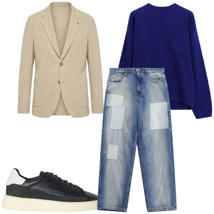Outfit uomo - Total look #2472511. Stile Urban per Tutti i giorni. Abbinamento con sneakers, giacche, jeans, maglieria.