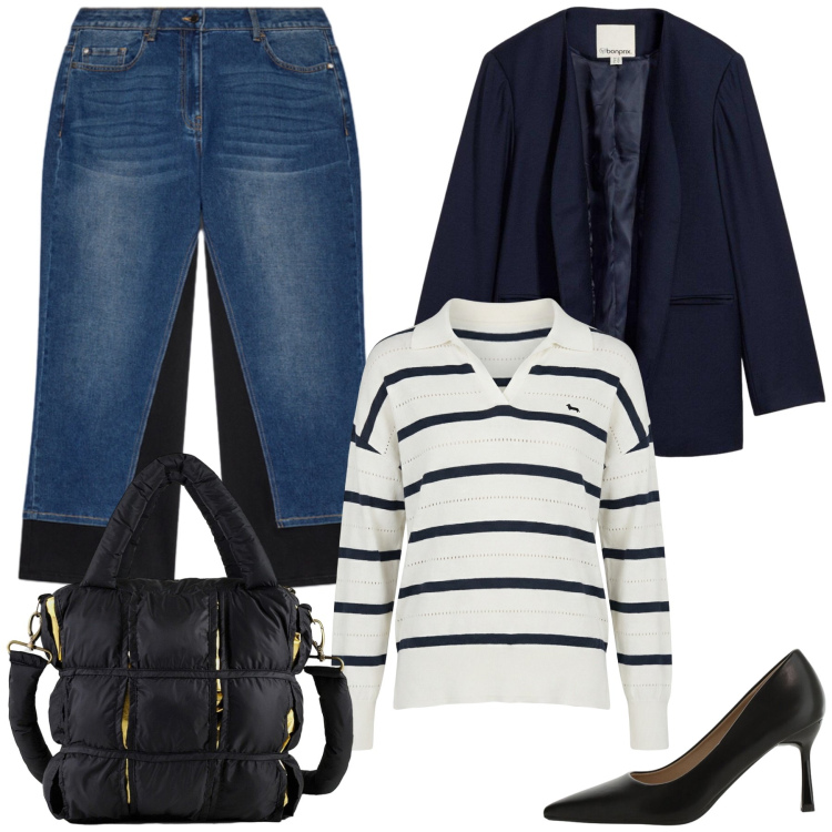 Outfit donna - Terry. Stile Casual chic per Tutti i giorni. Abbinamento con blazer, maglieria, décolleté, jeans, borse a mano.