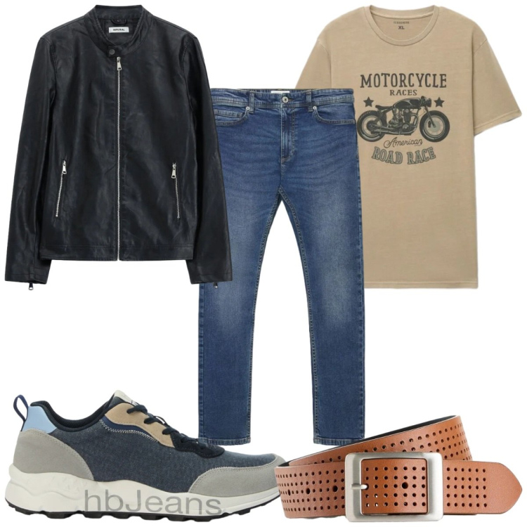 Outfit uomo - Total look #2472536. Stile Casual per Tutti i giorni. Abbinamento con sneakers, giacche, jeans skinny, t-shirt, cinture.