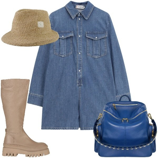 Outfit donna - Back to school. Stile Urban per Scuola/Università. Abbinamento con stivali, tuta corta, zaini, cappelli.