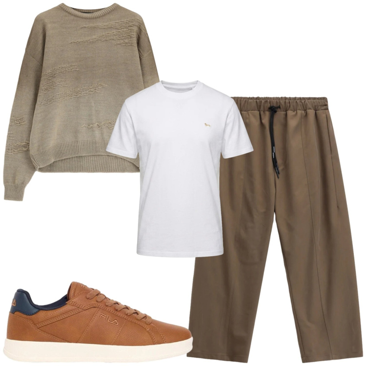 Outfit uomo - Total look #2472554. Stile Trendy per Tutti i giorni. Abbinamento con t-shirt, maglieria, pantaloni, sneakers.
