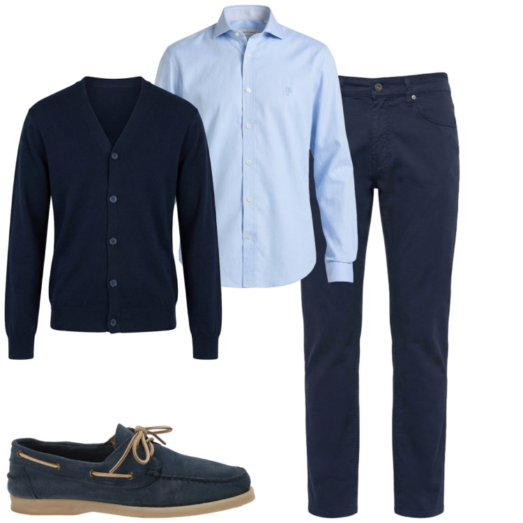 Outfit uomo - In città. Stile Urban per Tutti i giorni. Abbinamento con scarpe stringate, camicie, pantaloni, cardigans.