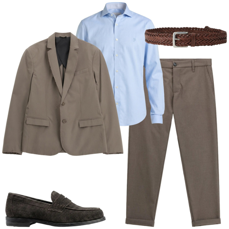 Outfit uomo - City. Stile Urban per Tutti i giorni. Abbinamento con camicie, pantaloni, giacche, cinture, scarpe stringate.