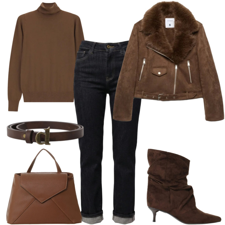 Outfit donna - Dark denim - il jeans per l\'autunno. Stile Rock per Tutti i giorni. Abbinamento con giacche, stivali, borse a mano, pullovers, cinture, jeans dritti.