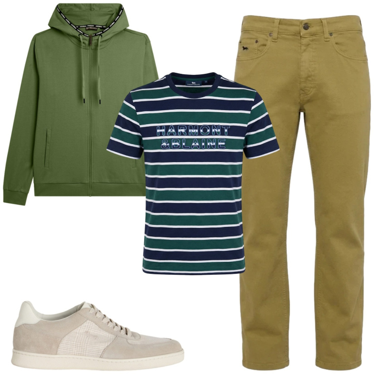 Outfit uomo - Total look #2472583. Stile Casual per Tutti i giorni. Abbinamento con jeans, sneakers, t-shirt, felpe con cappuccio.