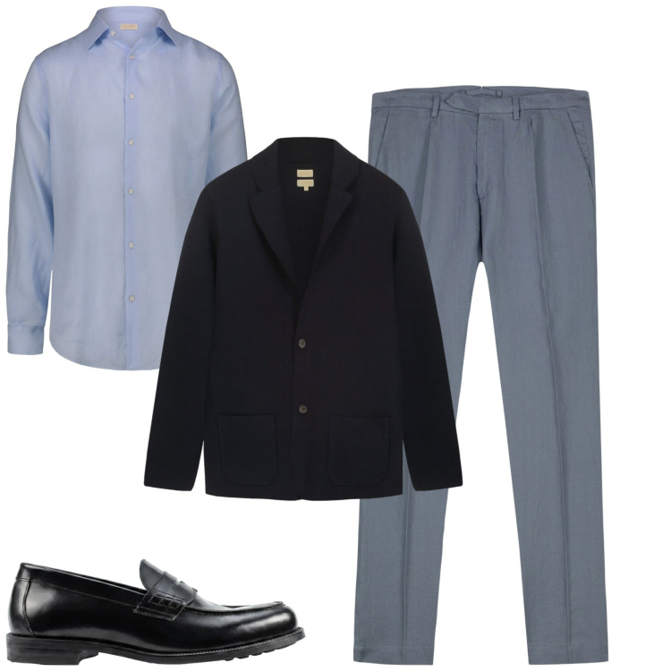 Outfit uomo - Doppelganger. Stile Urban per Tutti i giorni. Abbinamento con pantaloni, camicie, scarpe stringate, cardigans.