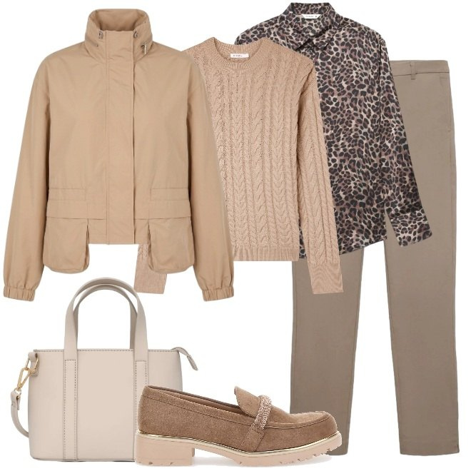 Outfit donna - Tocco di maculato a settembre. Stile Urban per Tutti i giorni. Abbinamento con bomber, pantaloni skinny, camicie, maglieria, borse a tracolla, mocassini.