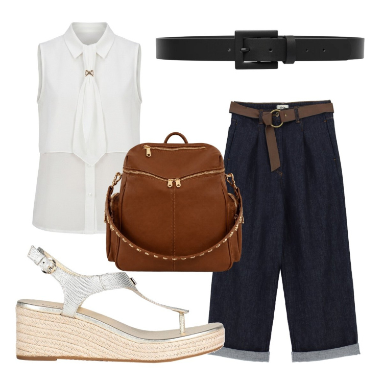 Outfit donna - Oggi mi vesto così. Stile Basic per Tutti i giorni. Abbinamento con espadrillas, jeans, cinture, camicie a manica corta, zaini.